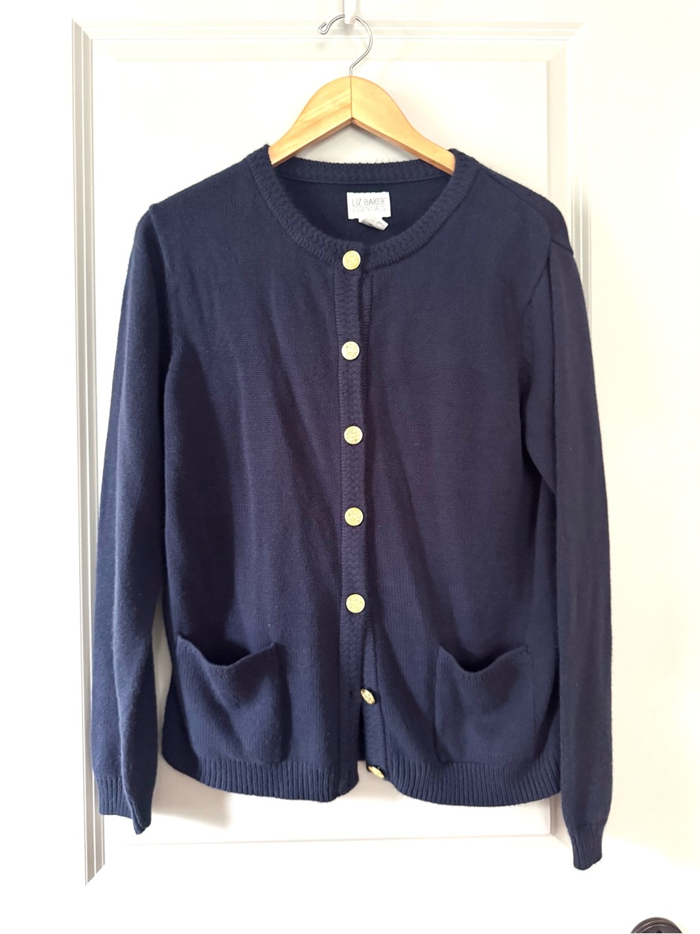 Vintage Navy Crewneck Button Cardigan Sweater
